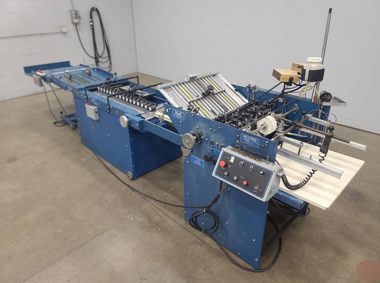 Moll Pocket Folder Gluer System w/ Suction Air Pile Feeder & Delivery Conveyor
