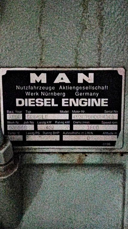Man B&W D2842LE INDUSTRIAL DIESEL ENGINE 1996 || MAN B&W D2842LE INDUSTRIAL DIESEL ENGINE 420 kW, 1800 RPM ||