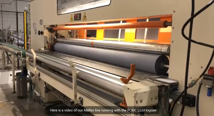 Maflex Fast AUTOMATIC industrial start stop rewinder  year 2018 with PCMC log saw, and Adpack wrapper,  400 m/ mn