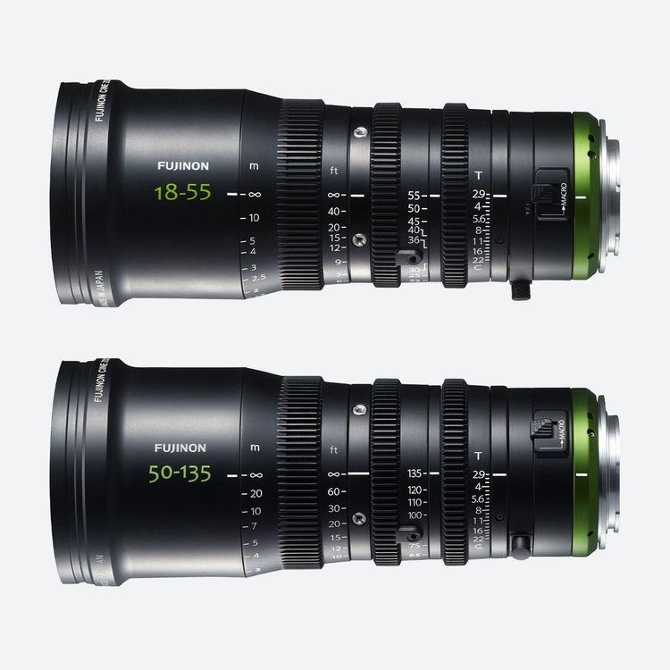 Fujinon MK18-55mm and MK50-135mm T2.9 E-mount Cine Lenses with flight case