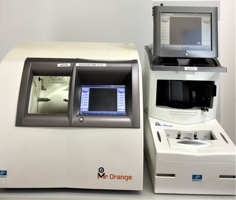 Essilor Mr.Orange with automatic blocking system Mr.Blue CNC grinding machine