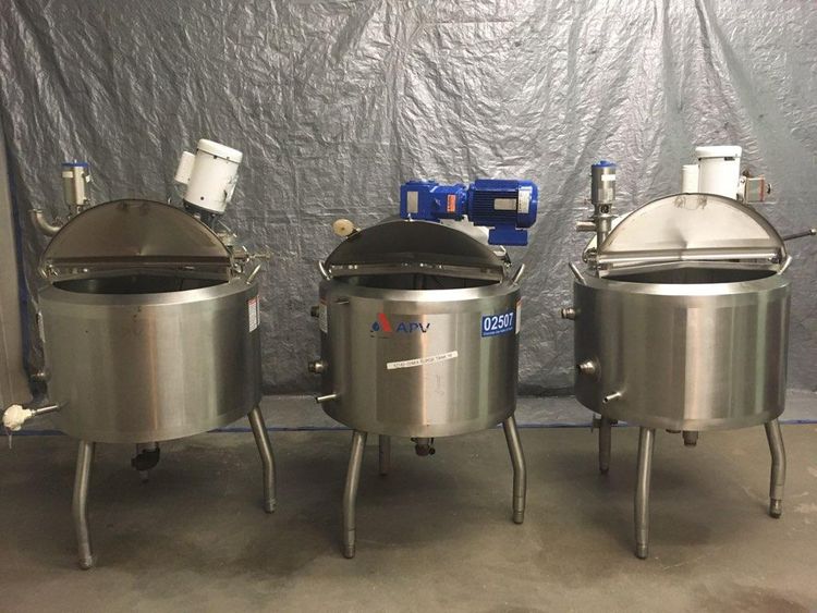 APV, Crepaco 50 Gallon Jacketed Kettles