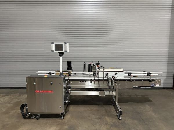 Quadrel TECHLINE Wrap, Pressure Sensitive Wrap Around Bottle Labeler