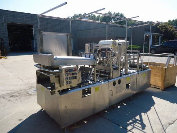 Modern Packaging SL-1X3 Three Lane Cup Filler/Sealer/Lidder