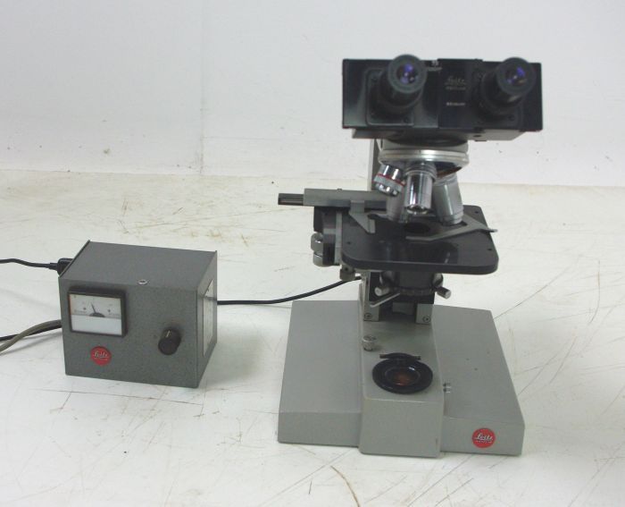 Leitz Laboratory Microscope with Light Source and Power Meter