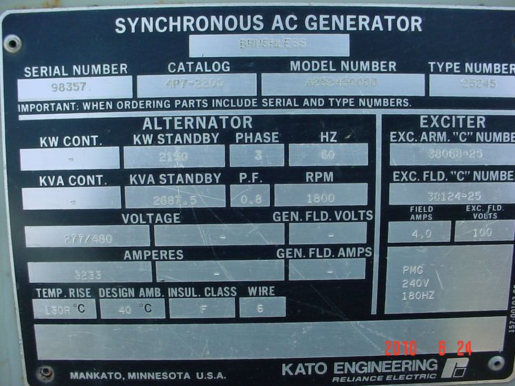 Kato 4P72200 Double Bearing Generator End