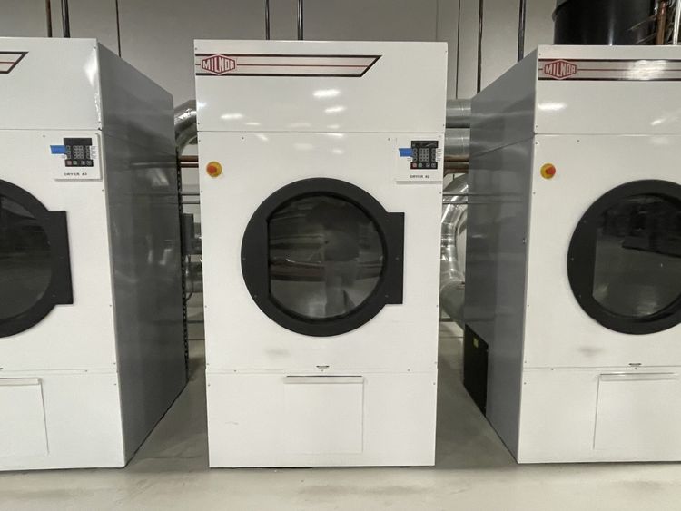 3 Milnor MLG175, 175lb. Dryers