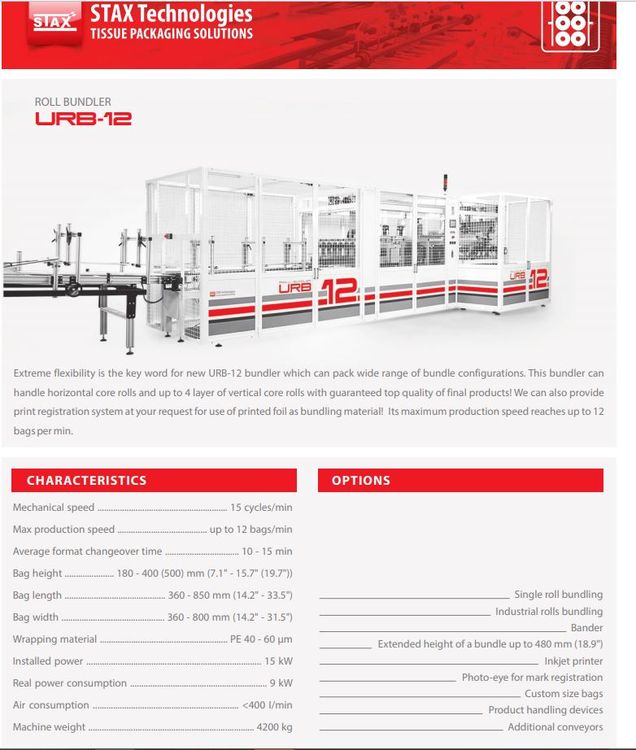 STAX URB12 bundler- in operation