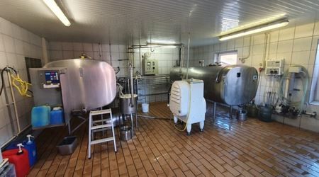 Fischer Pasteurizer Unit with homogenizer and Milk Cooling Tanks