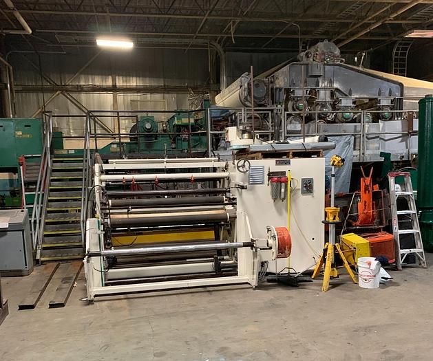Dusenbery 835 L3 cantilevered slitter rewinder 63”