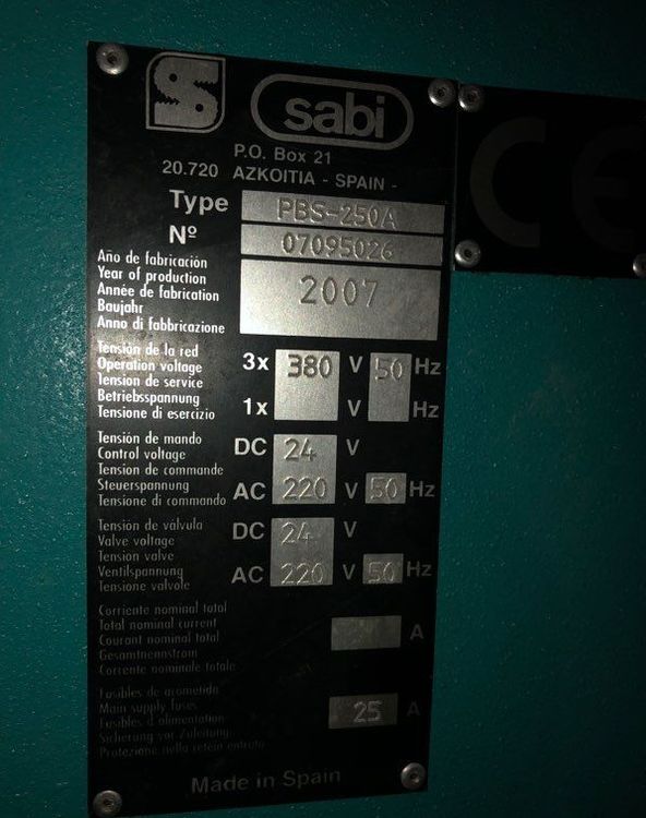 Sabi PBS-250A Band Saw Semi Automatic
