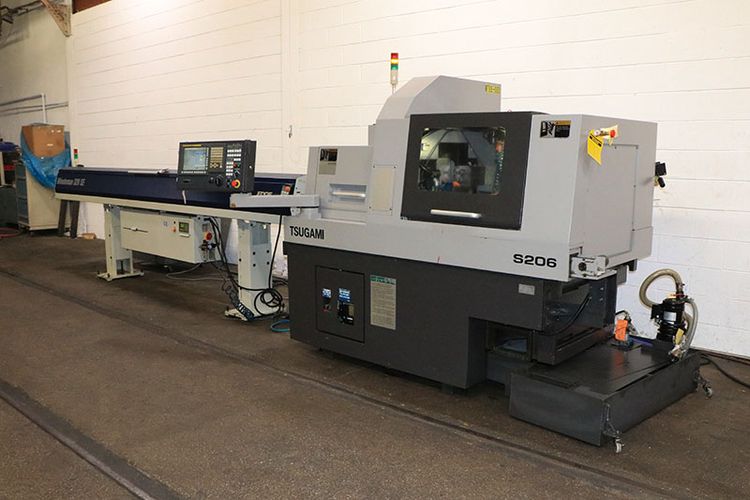Tsugami Fanuc 31iTB 12,000 rpm S206 CNC Swiss Type Lathe Rotary Axes: X1, Z1, Y1, X2, Y2, Z2, C1, C2