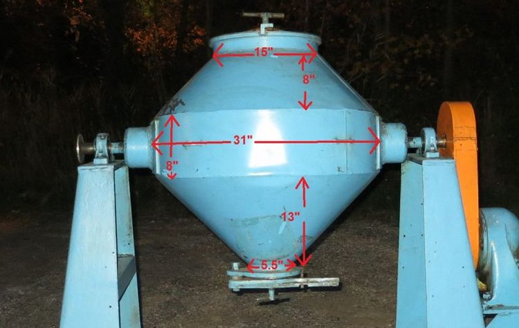 5 Cubic feet/142 cu Liter cap. Double Cone Conical rotary drum mixer “Stainless Steel”