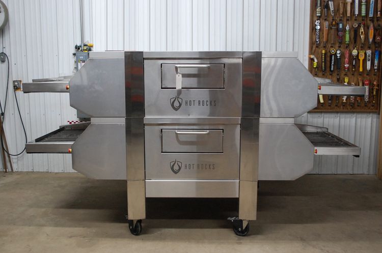 Hot Rocks HR-70-33 Natural Gas Double Stack Deck Stone Conveyor Pizza Oven
