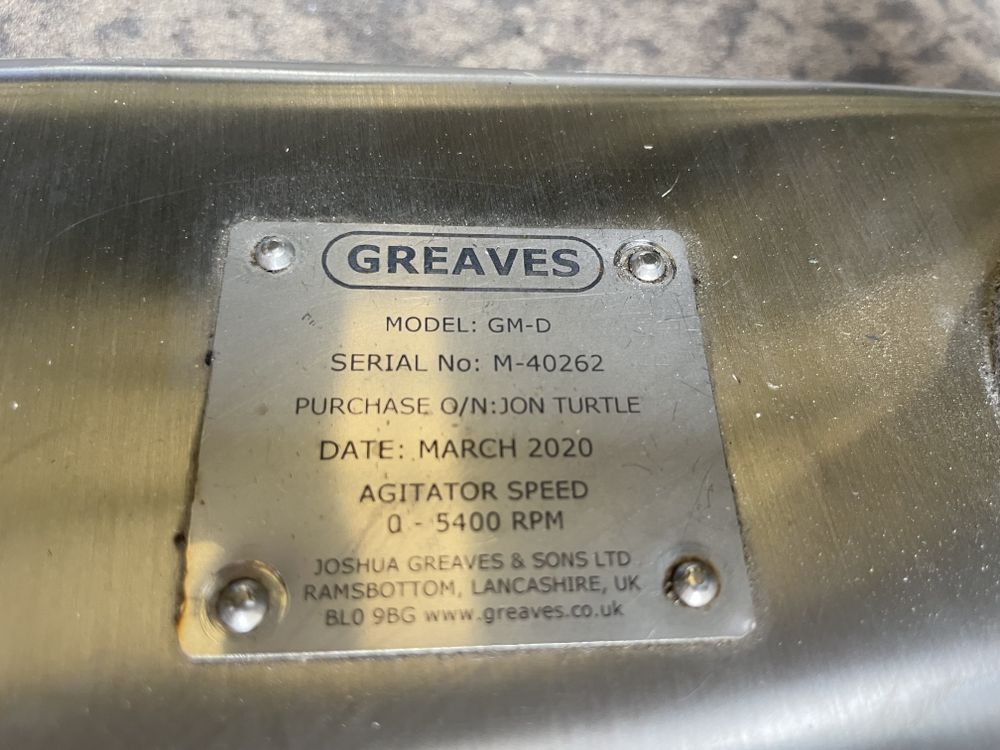 Joshua Greaves & Sons Ltd GM-D high shear mixer