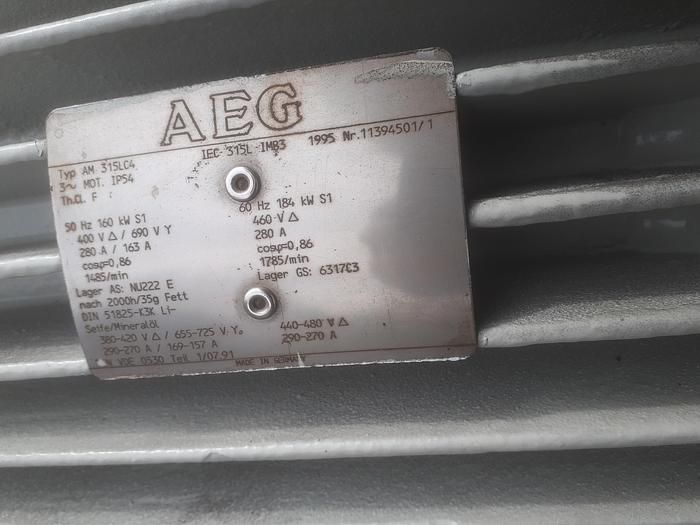 AEG motor 160 kw. a.c.drive