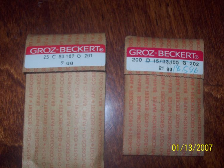 Groz Beckert Needles C 83.189 G 201 and  D15/33.105 G 202