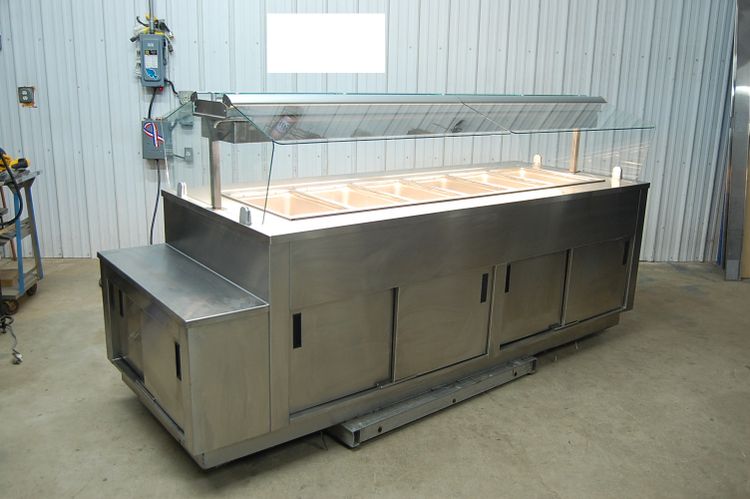 Amtekco, Six Pan 6 Well Island Deli Warmer Steam Table Hot Food Merchandiser