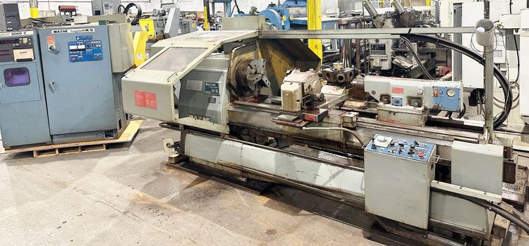 Mazak CNC Control FANUC w/ Drip Feed from PC Variable Speed M5 23" X 62" CNC LATHE 2 Axis