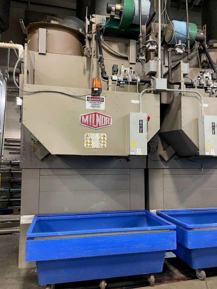 2 Milnor 300lb Gas Tunnel Dryer