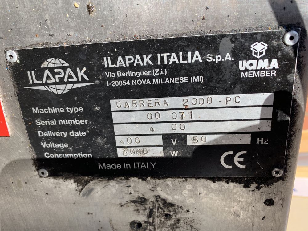 4 Ilapak Carrera 2000 PC 180mm jaw width flow wrapper