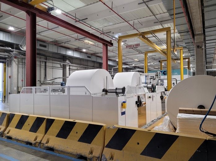 MTC V fold facial tissue production line, in full production, avail
