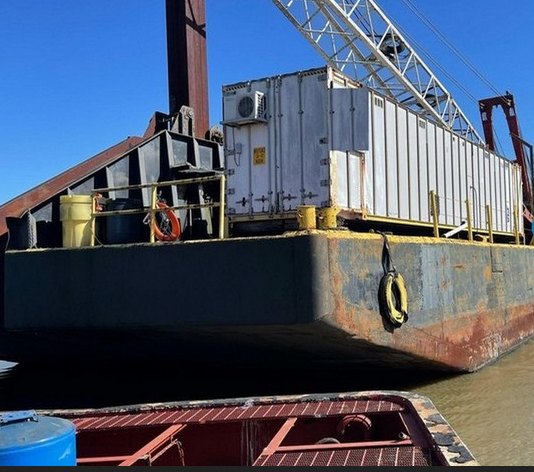 150ft by 50ft Crane-Spud Barge